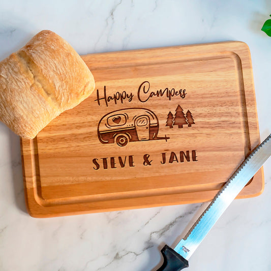 Personalised Happy Caravan Campers Chopping Board