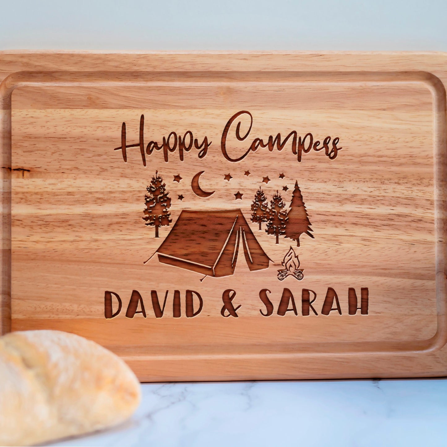 Personalised Names Happy Campers Tent Chopping Board