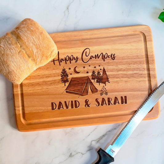 Personalised Names Happy Campers Tent Chopping Board