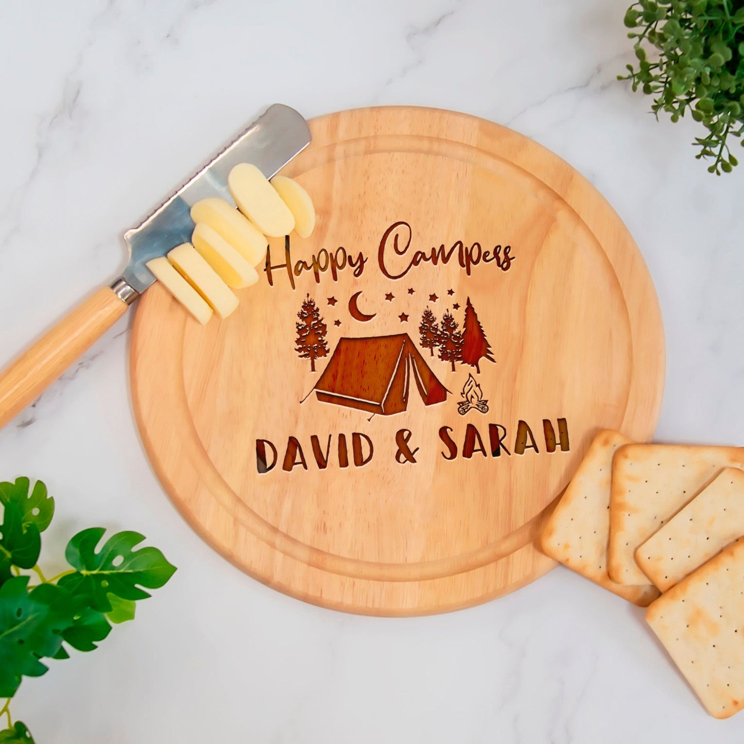Personalised Names Happy Campers Tent Chopping Board