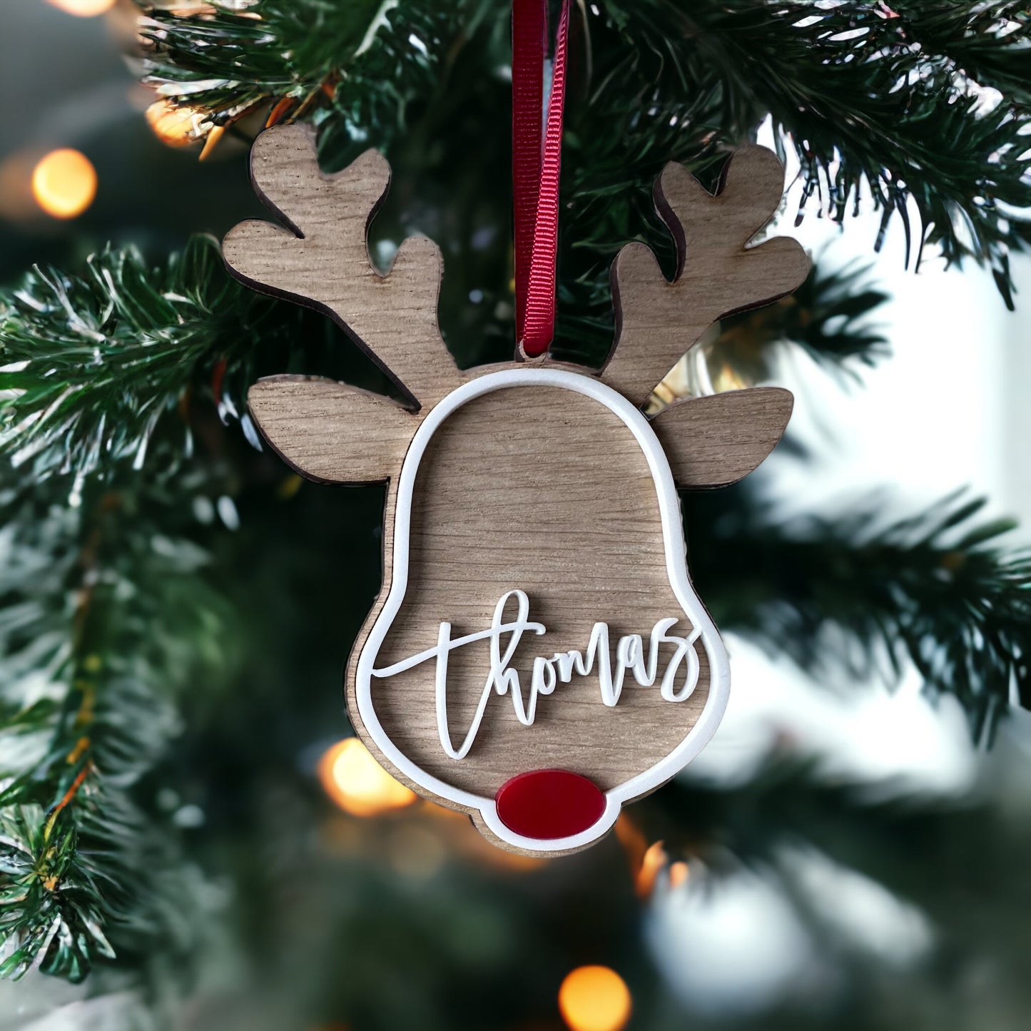 Personalised Wooden Christmas Decoration - Reindeer or Stocking